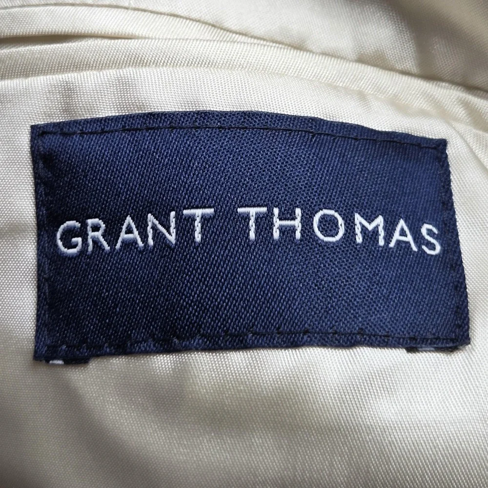 Grant Thomas Blazer Mens 38 Short Beige Silk Linen Summer Sport Coat Jacket